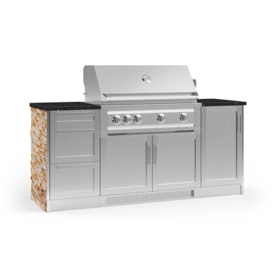 Outdoor Kitchen Signature Series 8 Piece Cabinet Set with 40 in. Natural Gas Platinum Grill -  NewAge Products, 68302