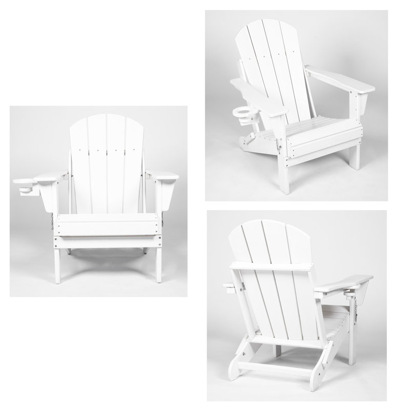 1 piece Folding Adirondack Chair, Relaxing Stackable Arm Rest Ergonomic Hdpe All-weather Adirondack Chair, White