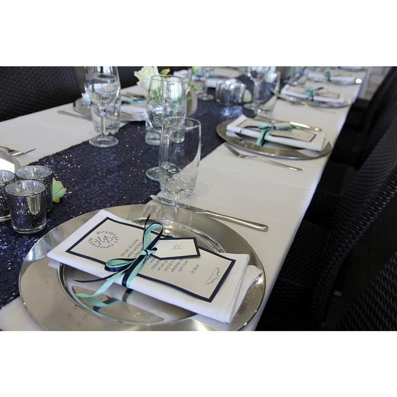 Chemin de table Sequin - bleu marine - paquet de 5, paillettes métalliques scintillantes, décoration d'anniversaire et d'événement