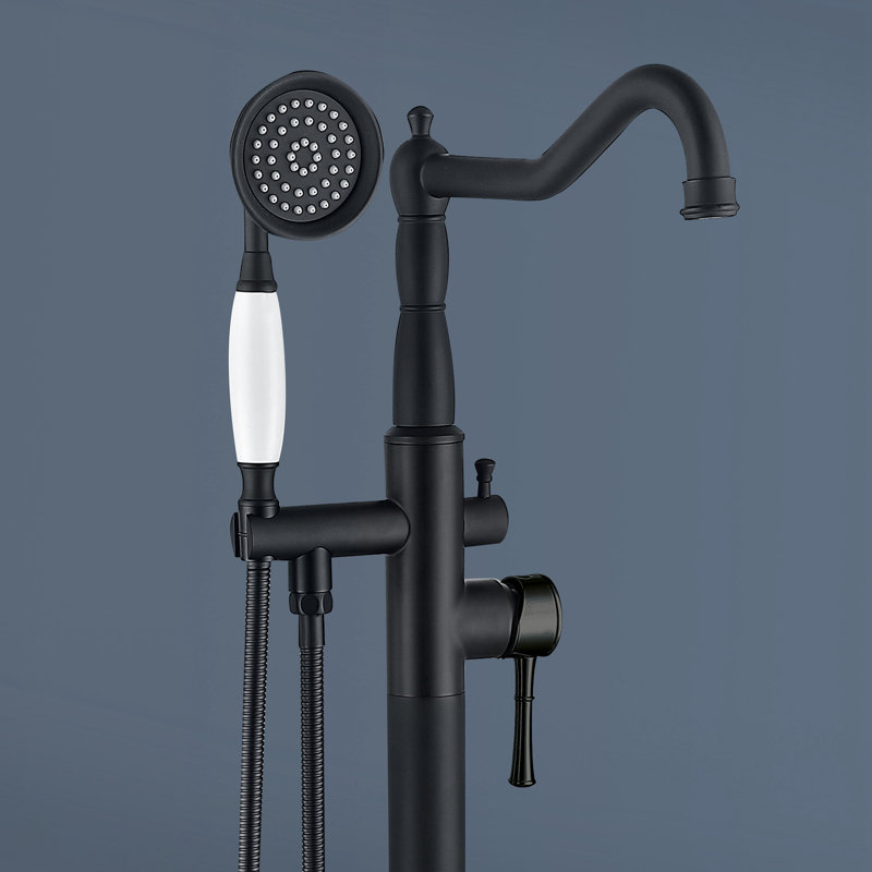 Matte Black Freestanding Bathtub Faucet with Hand Shower