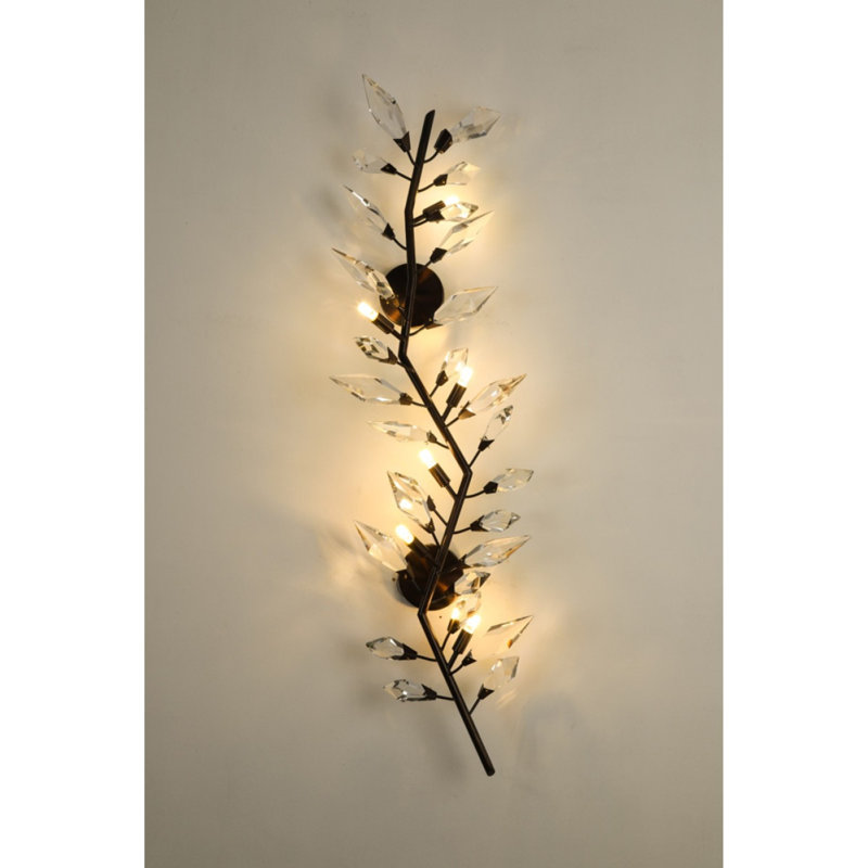 Lustre applique murale en acier 4 lumières Guidotti, Bronze noir, Ambre, 12” Width x 28” Height