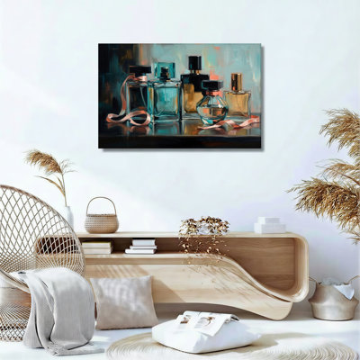 Ensemble de 1 tableau sur toile représentant des flacons de parfum