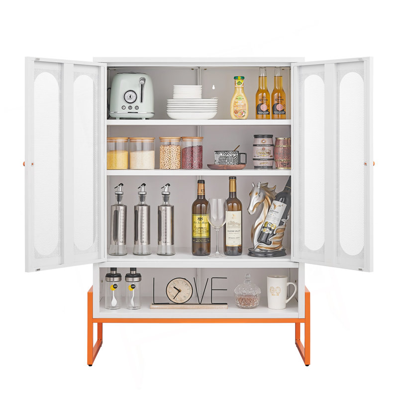 Modern Minimalist Double Door Shoe Cabinet With Adjustable Mesh Doors And High Foot Hollow Storage Cabinet Bottom, Compatible With Robotic Vacuum Cleaners