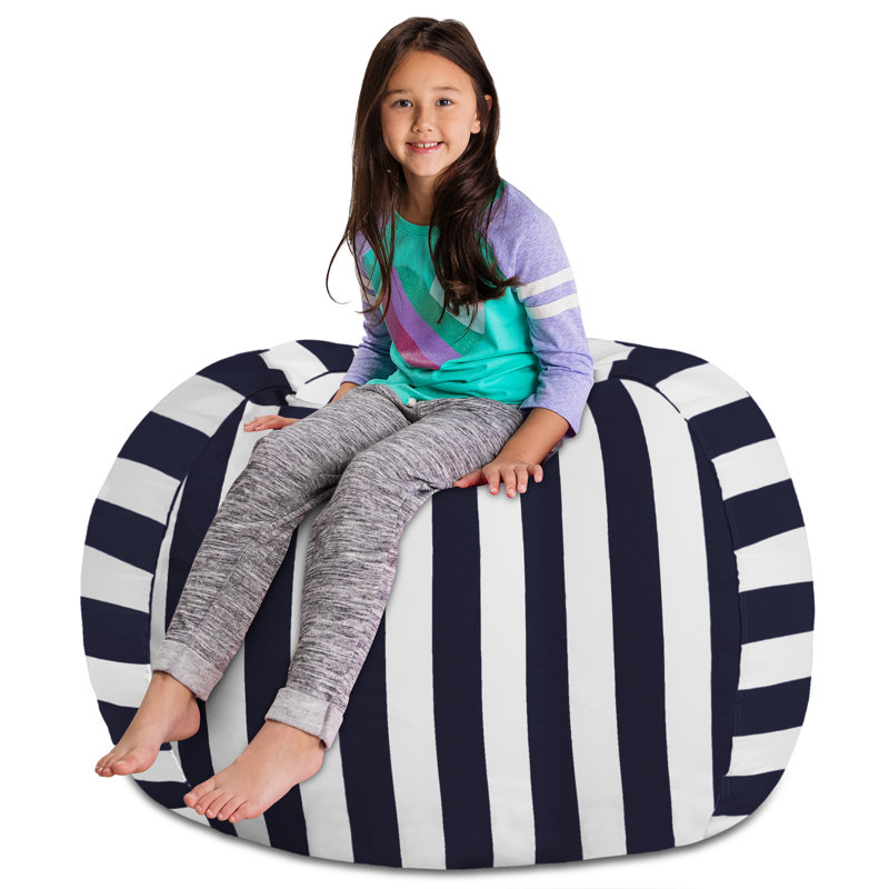 Housse pour fauteuil à billes Kids, Très grand - 48 po, Toile - rayures bleues et blanches