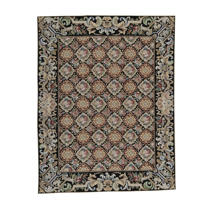 Hand-Knotted High-Quality Black and Gray Area Rug
