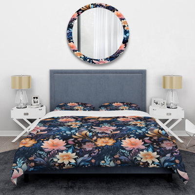 Multicolor Enchanted Forest Floral Pattern Duvet Cover Set
