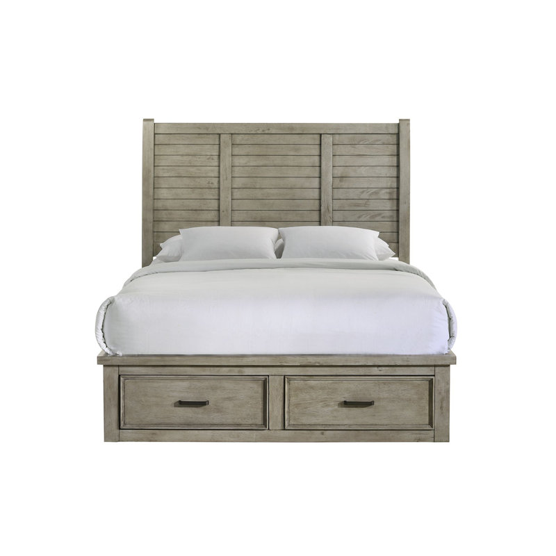 Grand lit de rangement Gracie Oaks Aalya en gris Drift