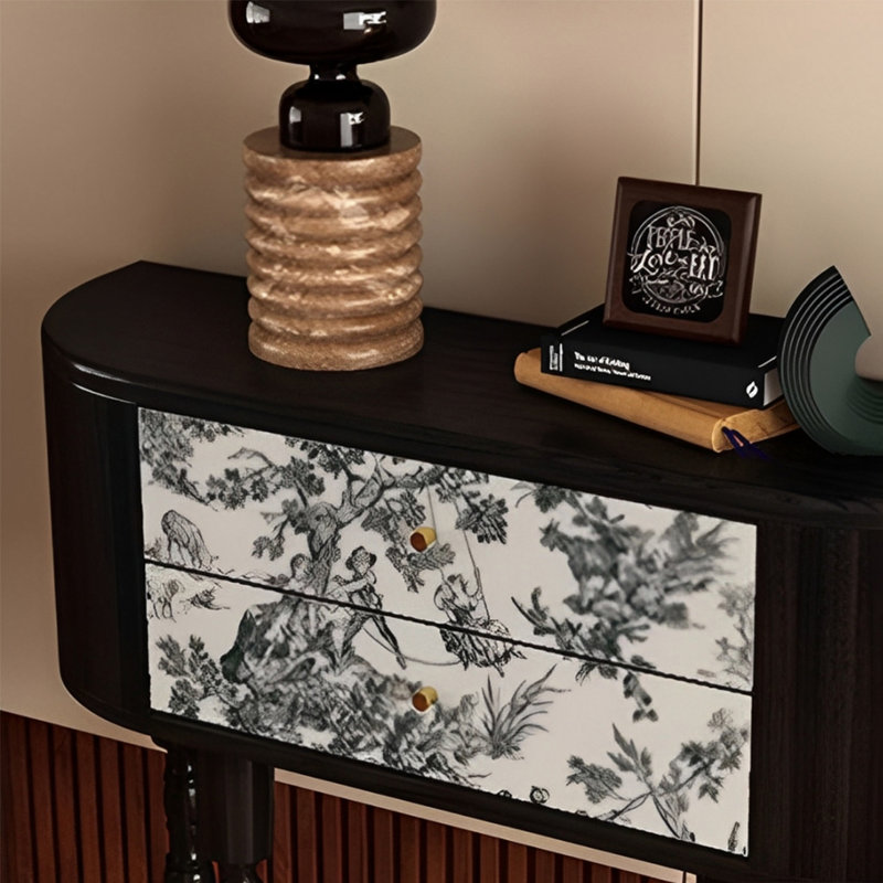 Console rétro avec 2 tiroirs, H 35,43 po x l 39,37 po x P 11,81 po