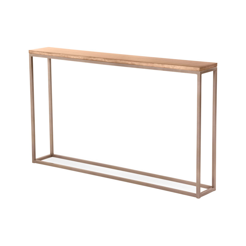 Chaplin 54'' Solid Wood Top Console Table, Argento Antico, Clear Coat