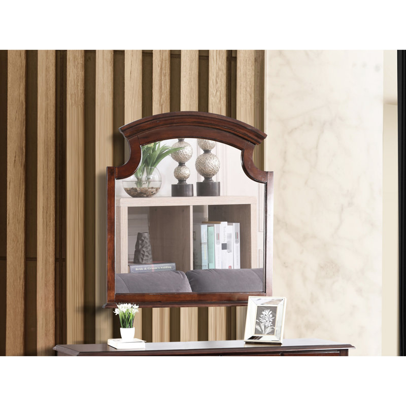 Miroir gracieux Summit G5950-m Cappuccino - Ornement en placage de bois véritable pour verre