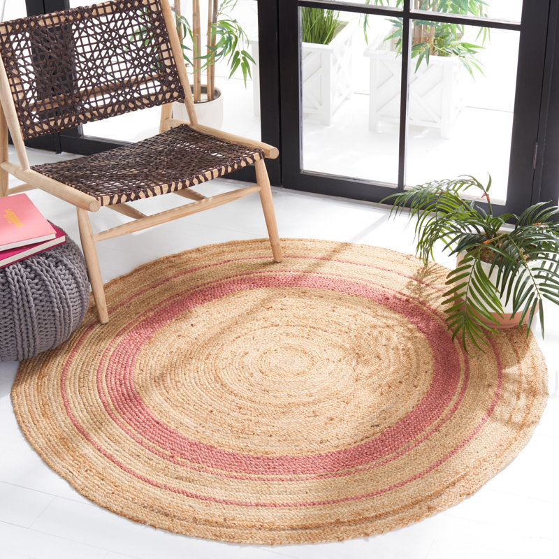Ahjanae Natural Fiber Hand Woven Jute Oriental Rug, Round 7'