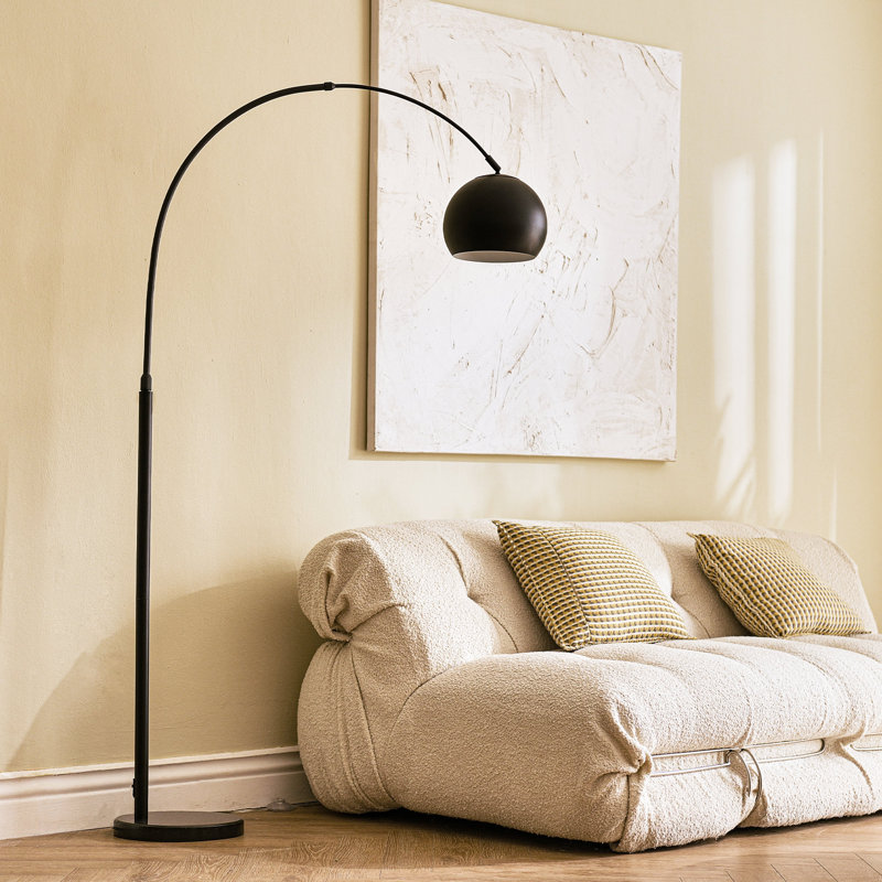 Robiul 70" Arc Floor Lamp, Matte Base / Black Shade