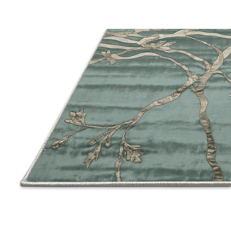 Tapis vert soyeux et moelleux, Rectangle 5 pi x 7 pi