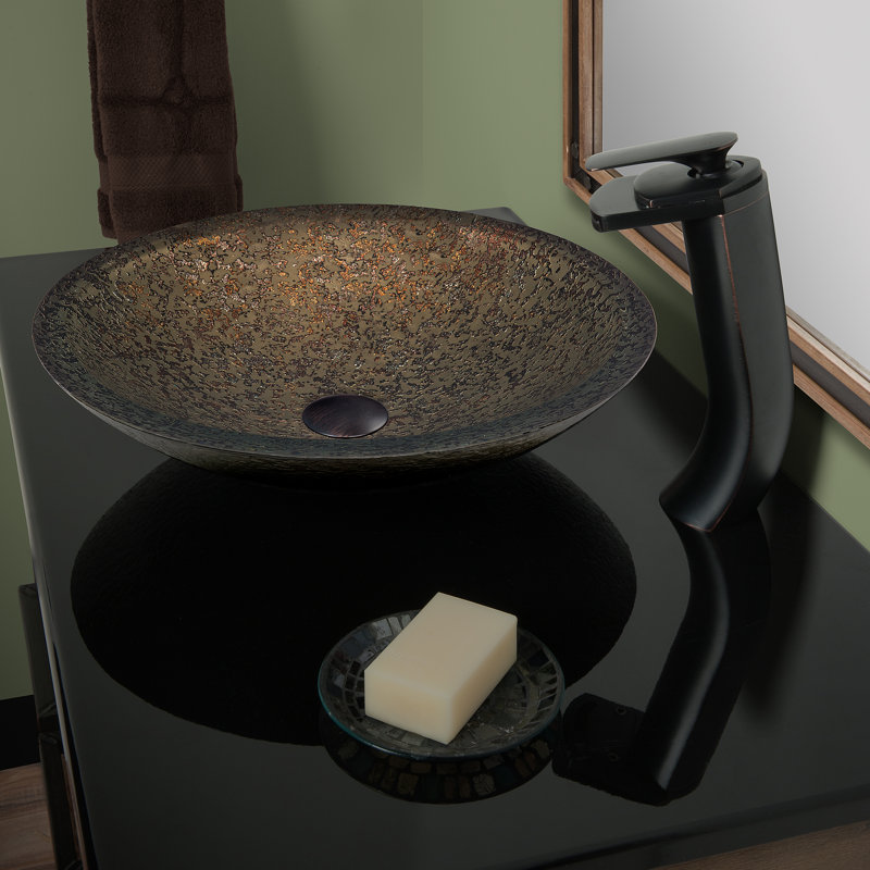 Lavabo de salle de bain vasque circulaire en verre avec robinet Laghetto