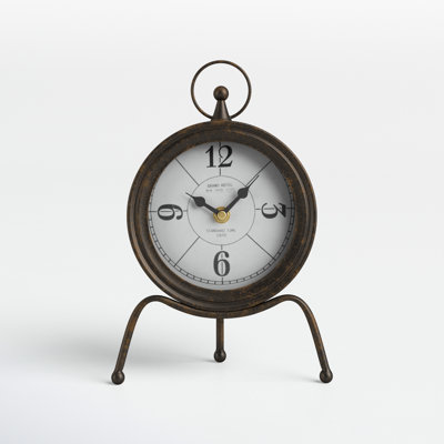 Analog Mechanical Tabletop Clock in Dark Brown