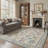 Verdura Floral Machine Washable Beige / Green / Blue Indoor Area Rug with Non-Slip Backing-1629447126
