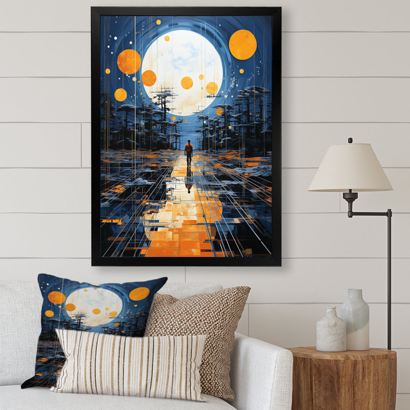 «Hinrikus Yellow Solar Specks», impression géométrique sur toile, H 20 po x l 12 po x P 1 po, Cadre photo noir