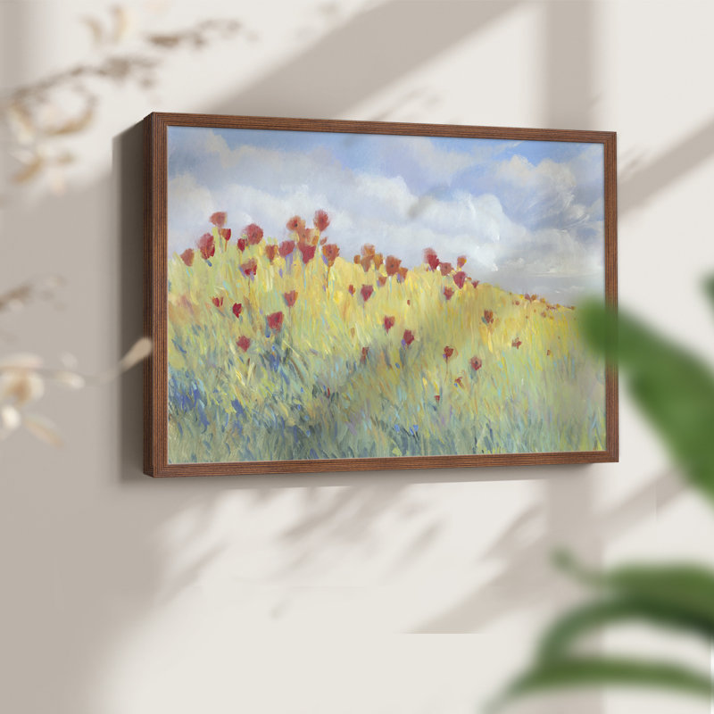 Summer Breeze Meadow I -Framed Print - Restickable, 11" H x 14" W, Walnut