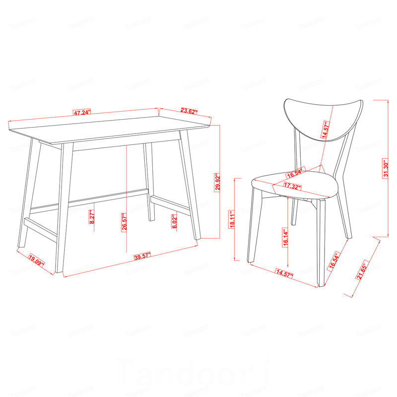 Ensemble de bureau d'écriture 2 pièces noyer, Noyer