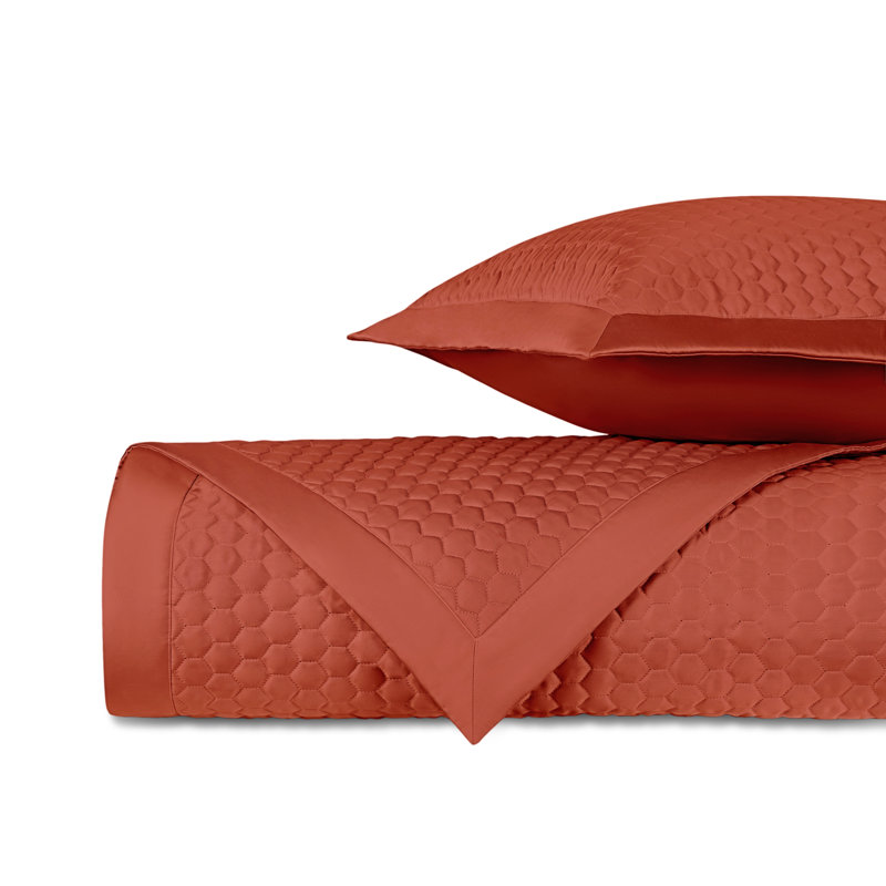 Apiary Standard Cotton Coverlet Set, California King Coverlet + 2 Shams, Lobster