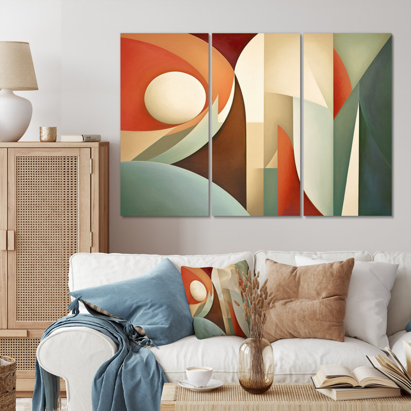 «Orange Green Symmetric Visions», impression sur toile tendue 3 pièces, H 28 po x l 36 po x P 1 po
