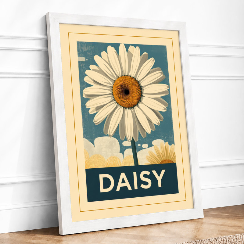 Daisy Study Botanical - Framed Print, A4 - 29.7 x 21.0 cm, White