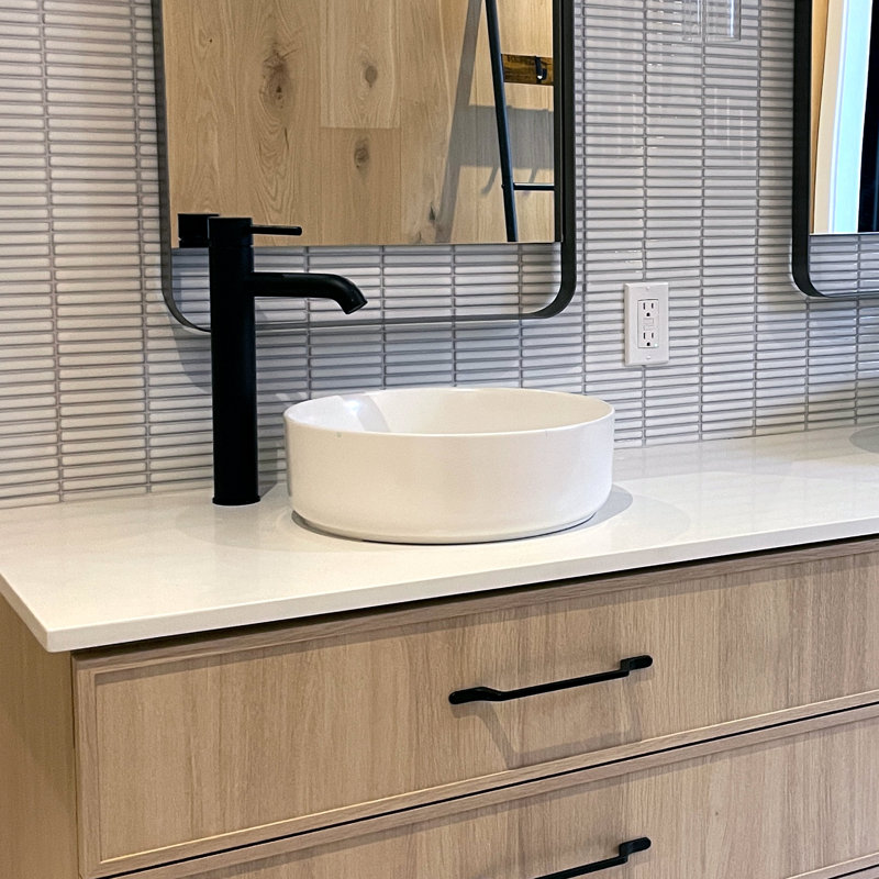 Lavabo de salle de bain vasque circulaire en céramique AGUA Canada Frido, Blanc mat