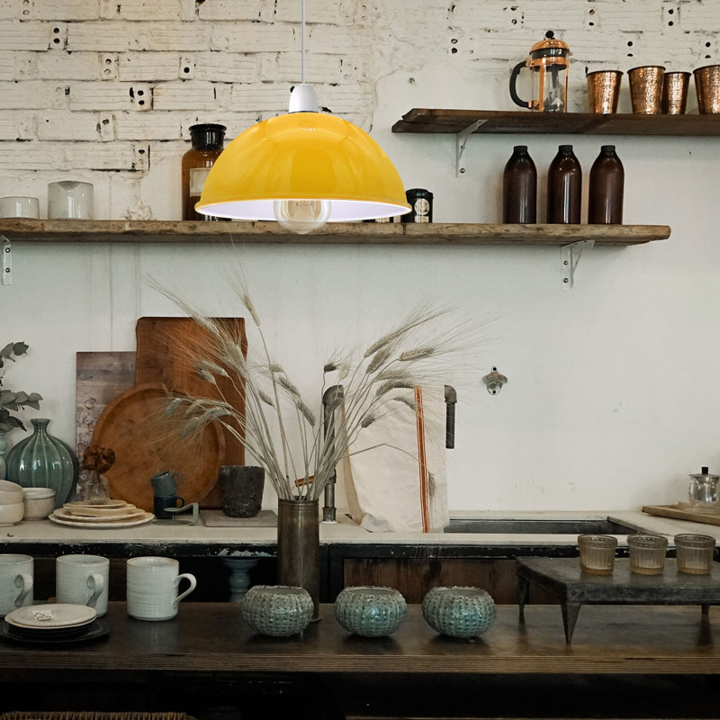 Ashen Metal Lamp Shade ( Uno ), Yellow, 14cm H x 40cm W x 40cm D