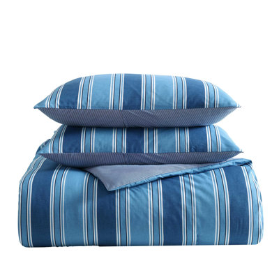 Nautica Gilpin Stripe Cotton Reversible Blue Comforter Set