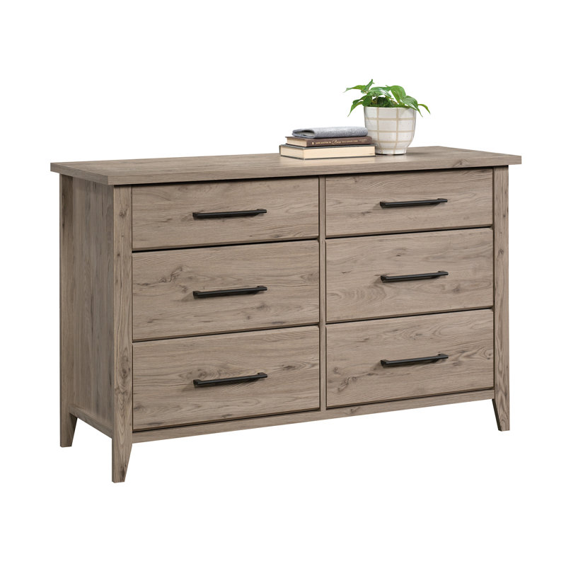 Commode transitionnelle en bois d'ingénierie avec six tiroirs spacieux, brun, Brun
