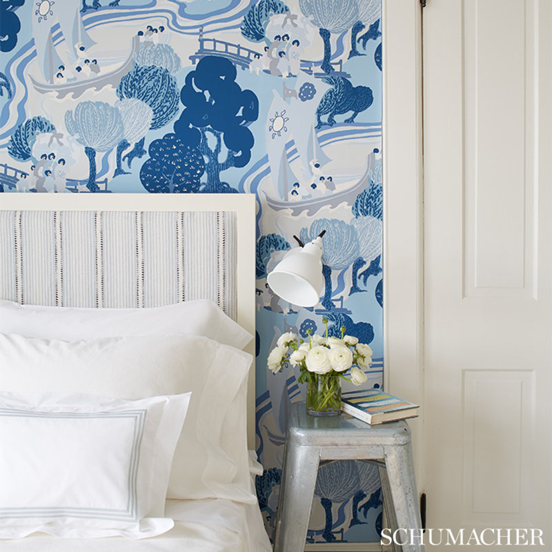 Pearl River Wallpaper, Blue