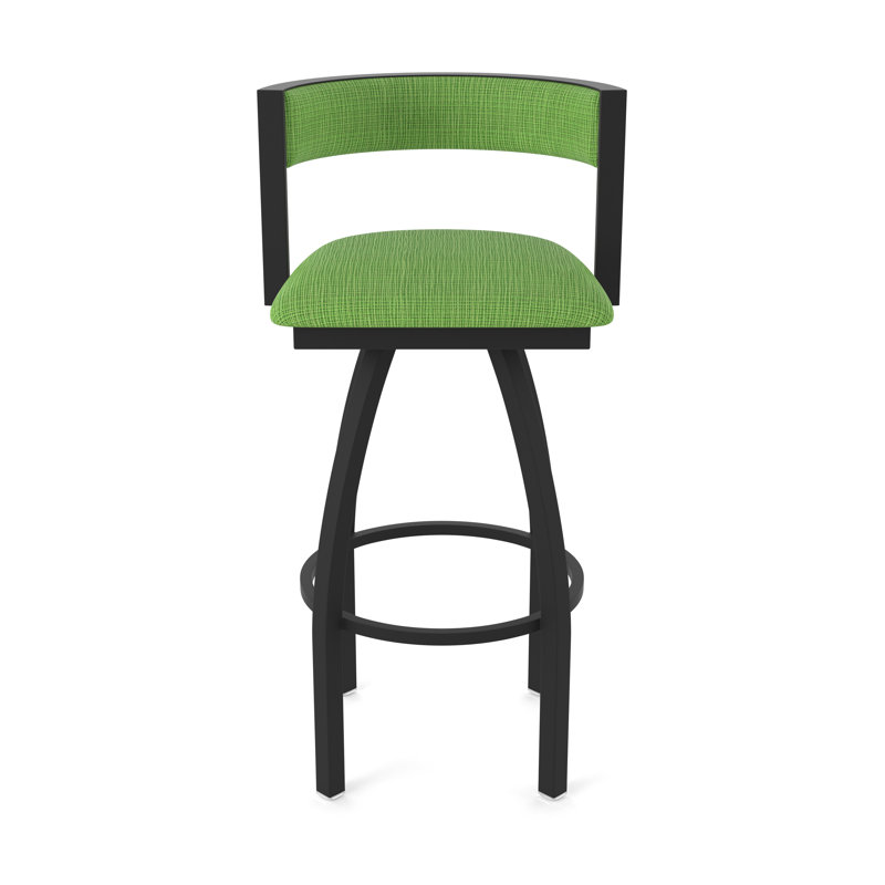 Tabouret Artémis, Noir froissé, Tissu - perroquet graphique, Tabouret de bar (siège d'une hauteur de 30 po)
