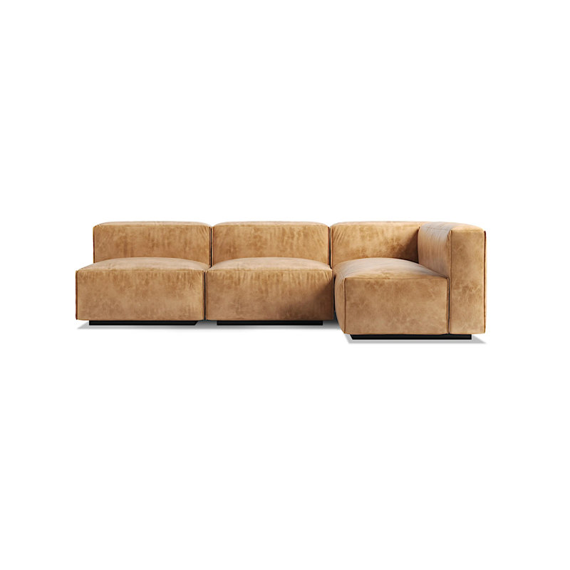 Cleon Modular Sectional, Camel Genuine Leather, Right Hand Facing