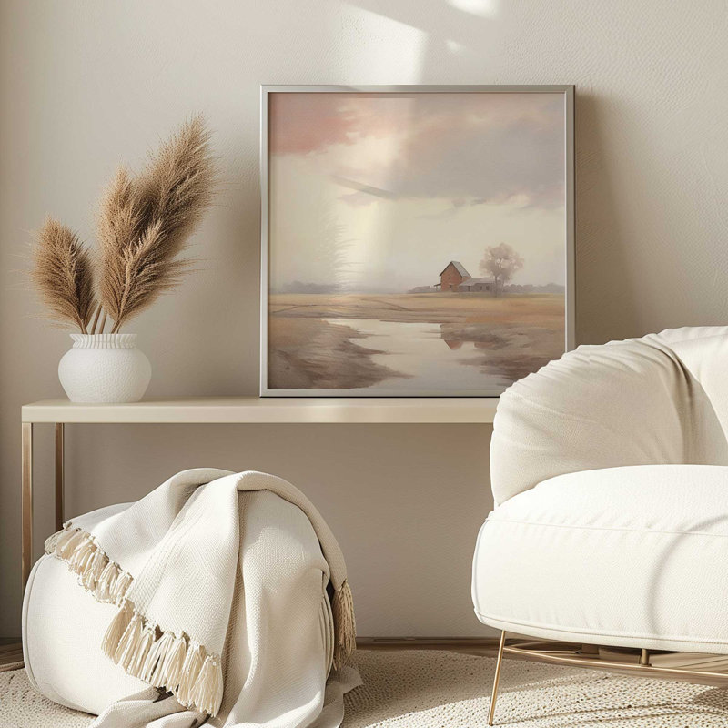 Motif rustique de grange, Cadre en chrome poli, H 21,75 po x l 21,75 po