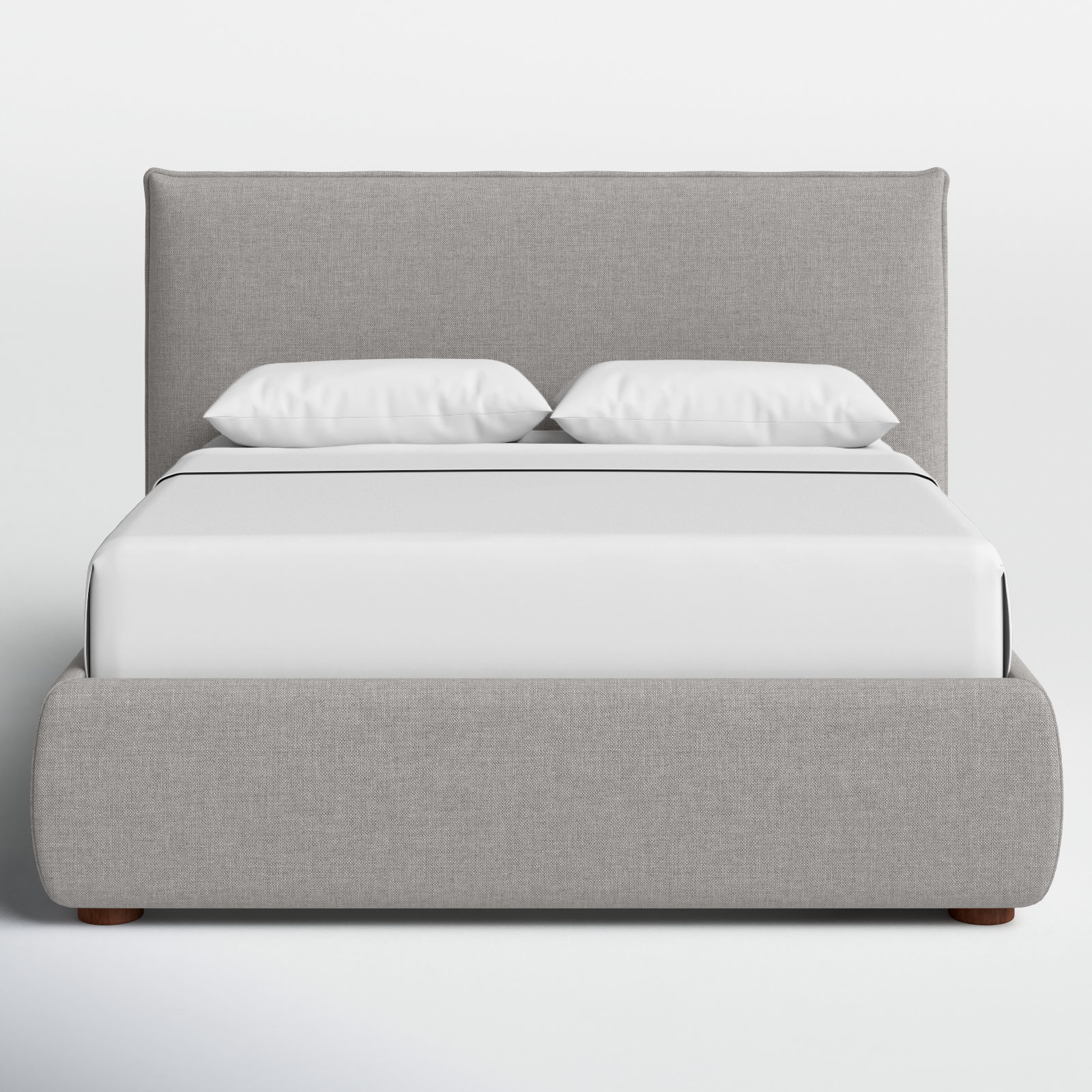Timothy Upholstered Low Profile Platform Bed, Queen, Gray Basketweave, 45.5