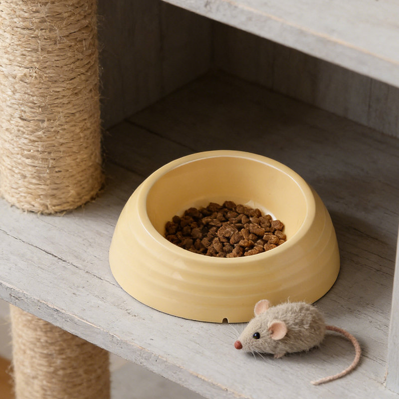 Bol pour chat surélevé en plastique avec conception inclinée, 7,28 po x 2,76 po, Jaune