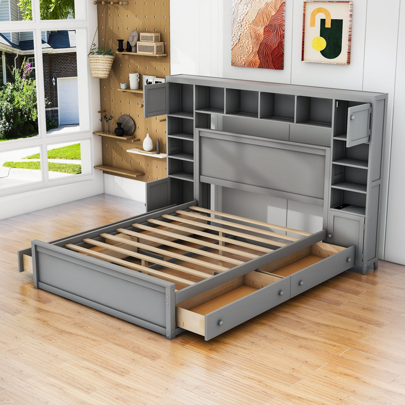 Alvinia Platform Storage Bed, Queen, Gray