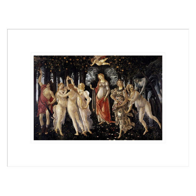 «Primavera» (Allégorie du printemps) par Sandro Botticelli - reproduction d'art encadrée, H 16,29 po x l 21,75 po