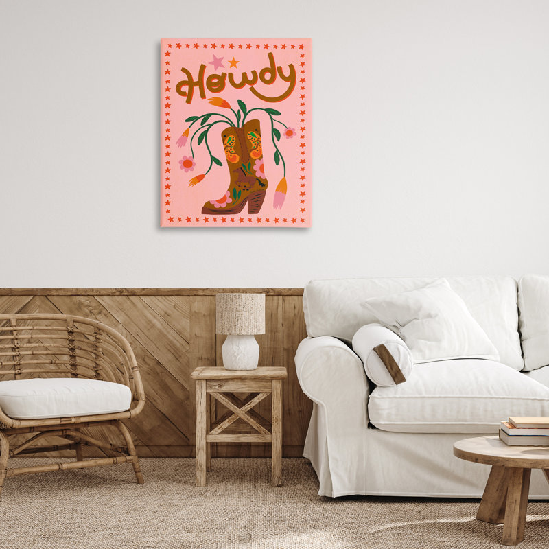 «Howdy Floral Cowgirl», art mural sur toile par Carrie Cantwell, H 40 po x l 30 po
