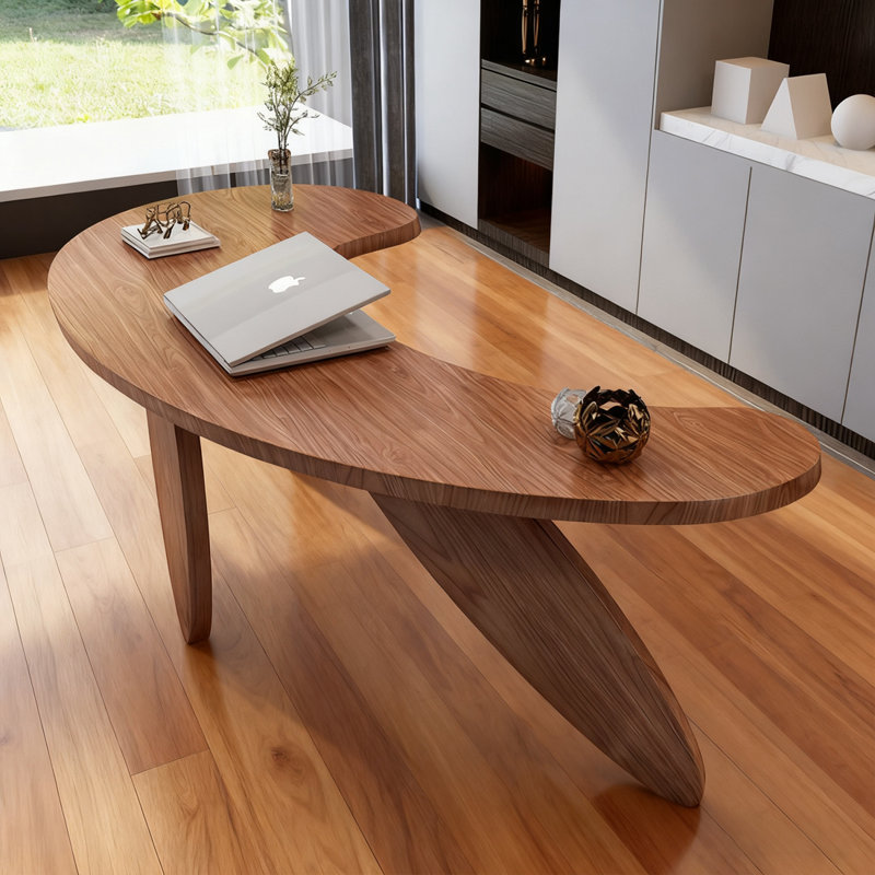 Nut-brown Free Form Solid Wood desk, Nut-brown, 29.53" H x 59.06" W x 29.53" D