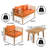 Thom Modern 4-Piece Teak Brown Acacia Wood Outdoor Patio Conversation Set with Loveseat, Chairs, Coffee Table & Removable Orange Cushions-171632293