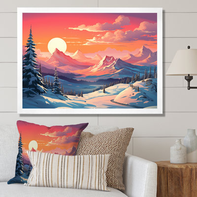 Coucher de soleil sur les montagnes d'hiver