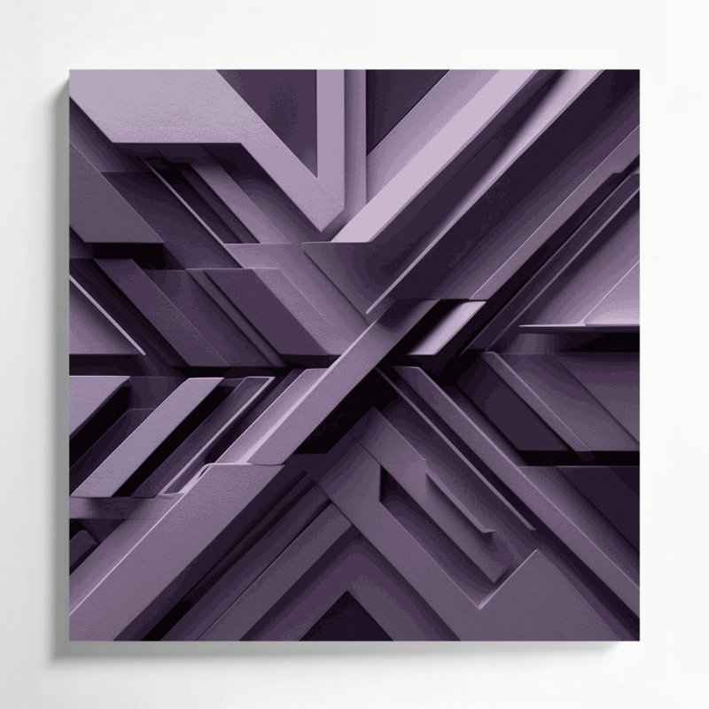 «Geometric Abstraction 27», art mural sur toile mauve, H 8 po x l 8 po