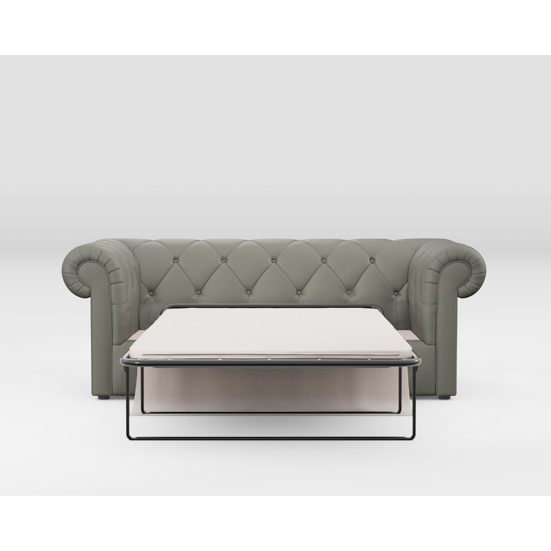 Melrose 3 Seater Leather Sofa Bed, Stone Grey