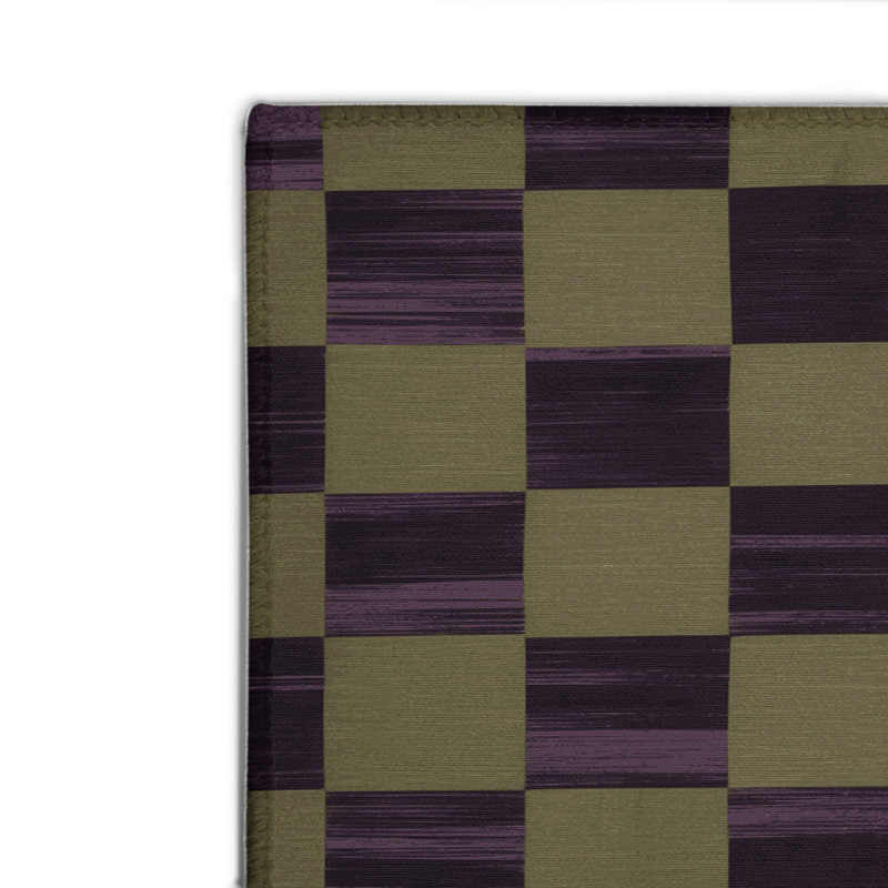 Tapis intérieur / extérieur mauve à carreaux, Rectangulaire 2 pi x 3 pi