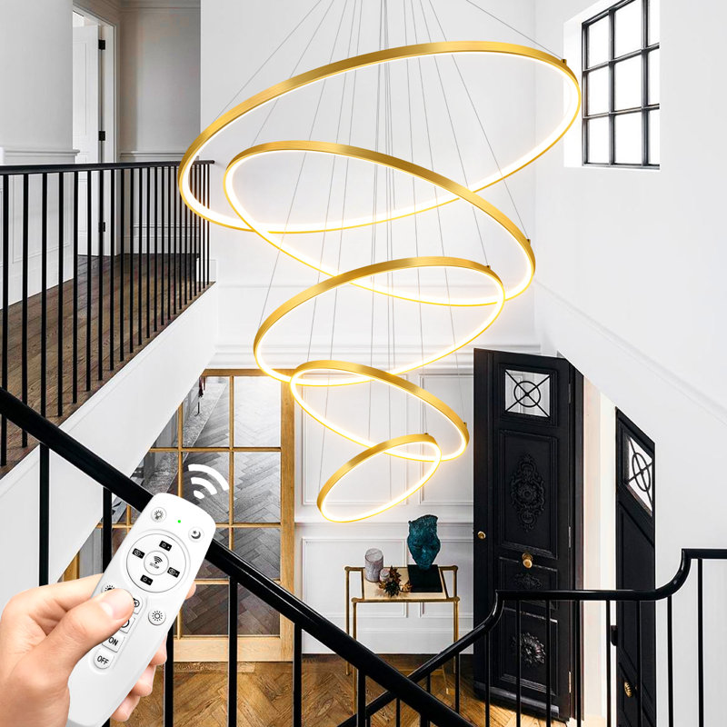 Enalina Modern 5-Light Dimmable LED Tiered Geometric Chandelier, DIY Ready (Gold)