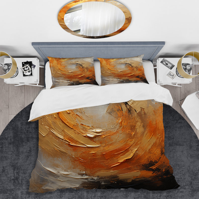 Ensemble de housse de couette Gold Orange Desert Mirage Spiral - Abstract Spirals