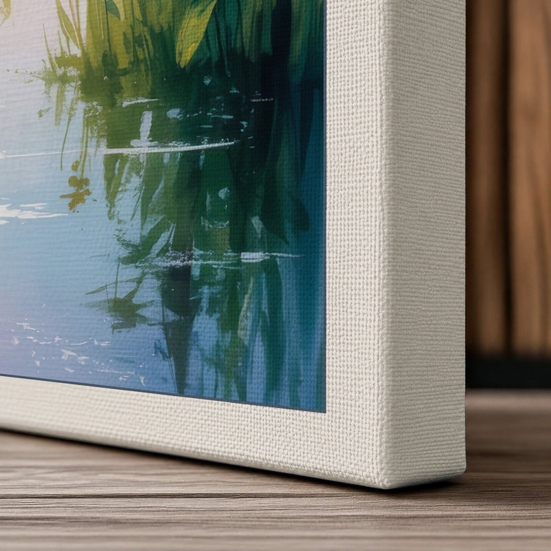 Flowering Waterway Botanical - Wrapped Canvas, 18x12 - 45.7 x 30.5 cm, Cream Border