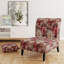 Fauteuil de chambre rembourré en velours rose et blanc avec dentelle romantique Whispers Flowers II