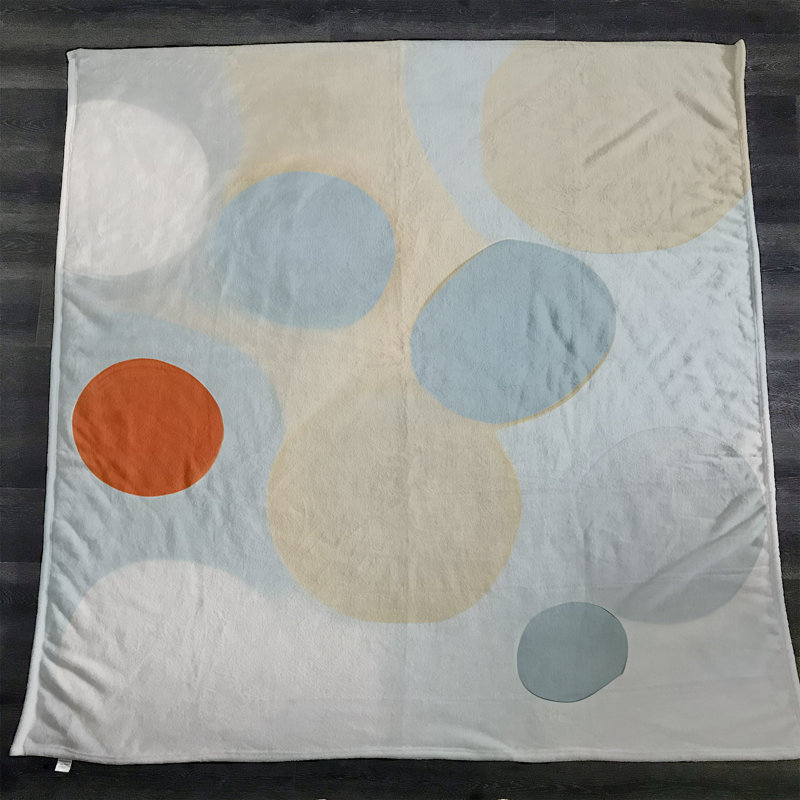 Throw Blanket, 51" W x 60" L, Geometric Shapes/Abstract, Orange/Blue/Tan